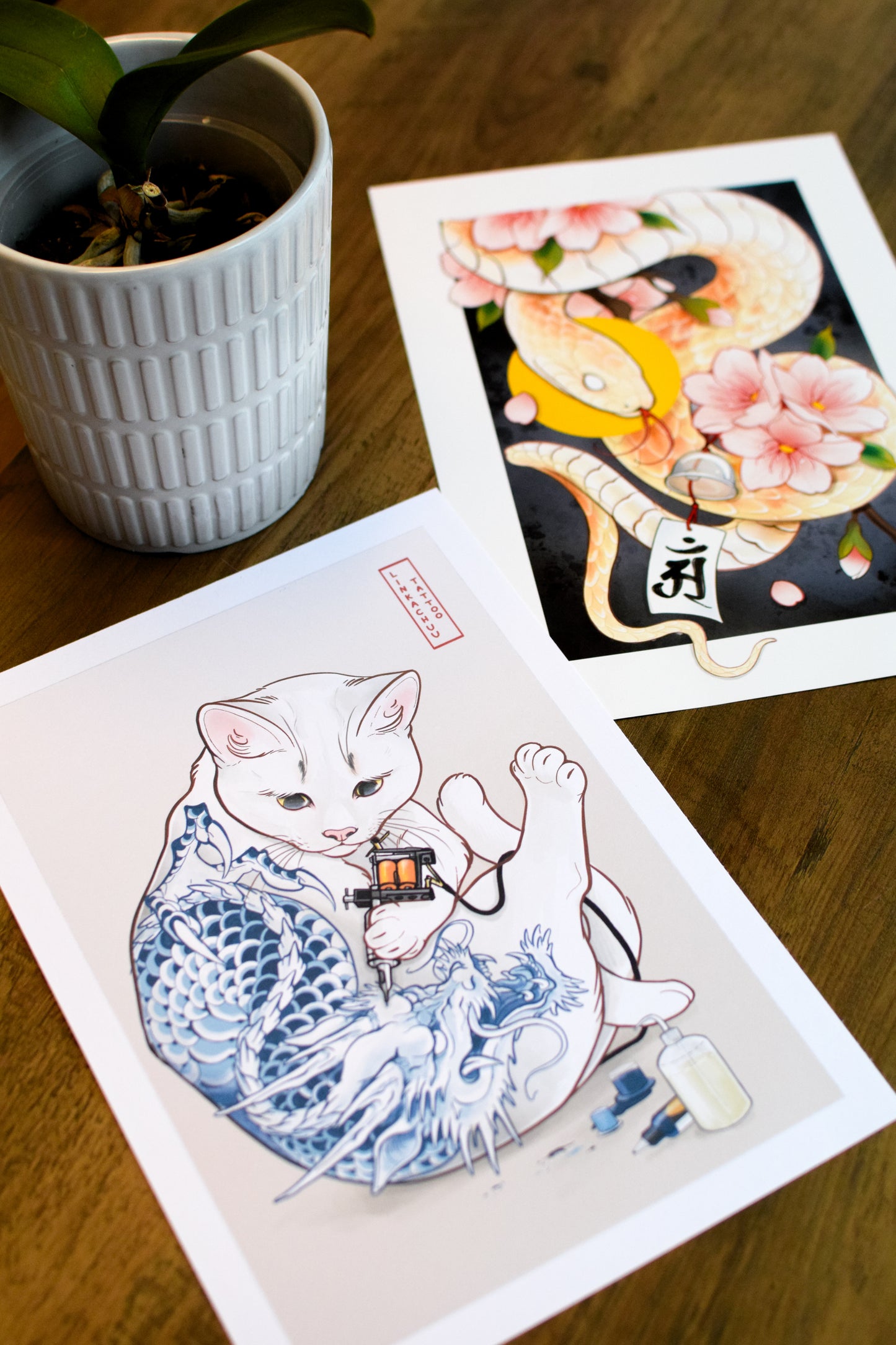 The Cat with the Dragon Tattoo Print (A4)