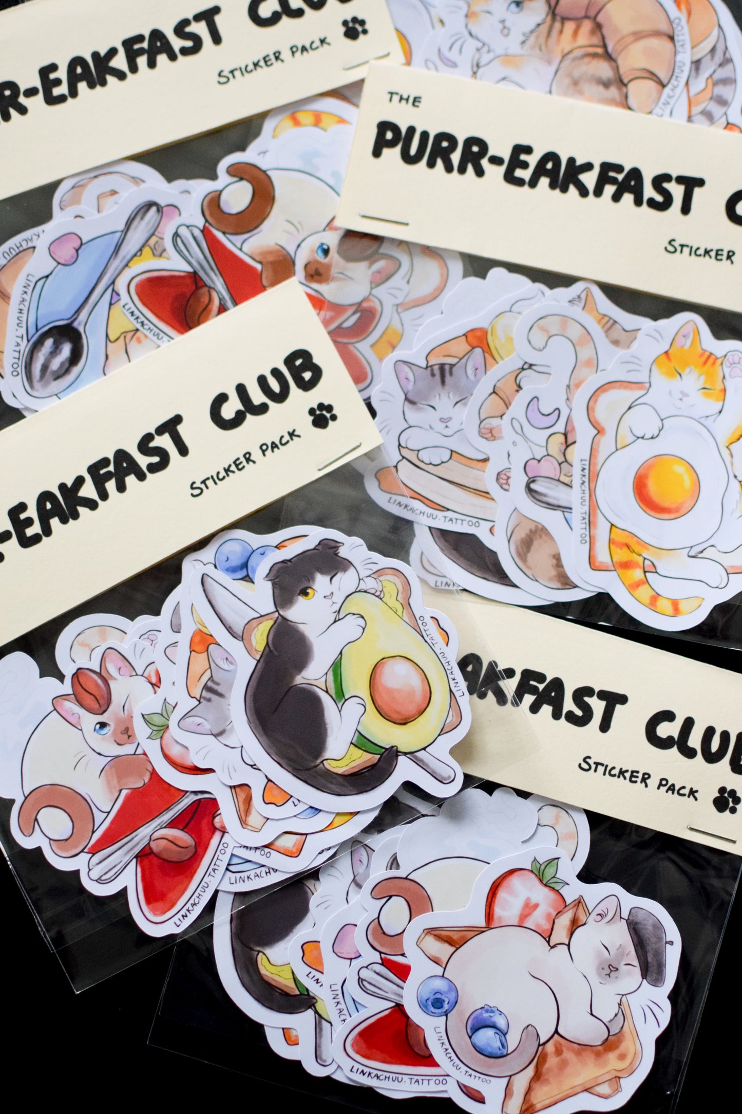 Purr-eakfast Cats Sticker Pack - Breakfast food themed kitties!