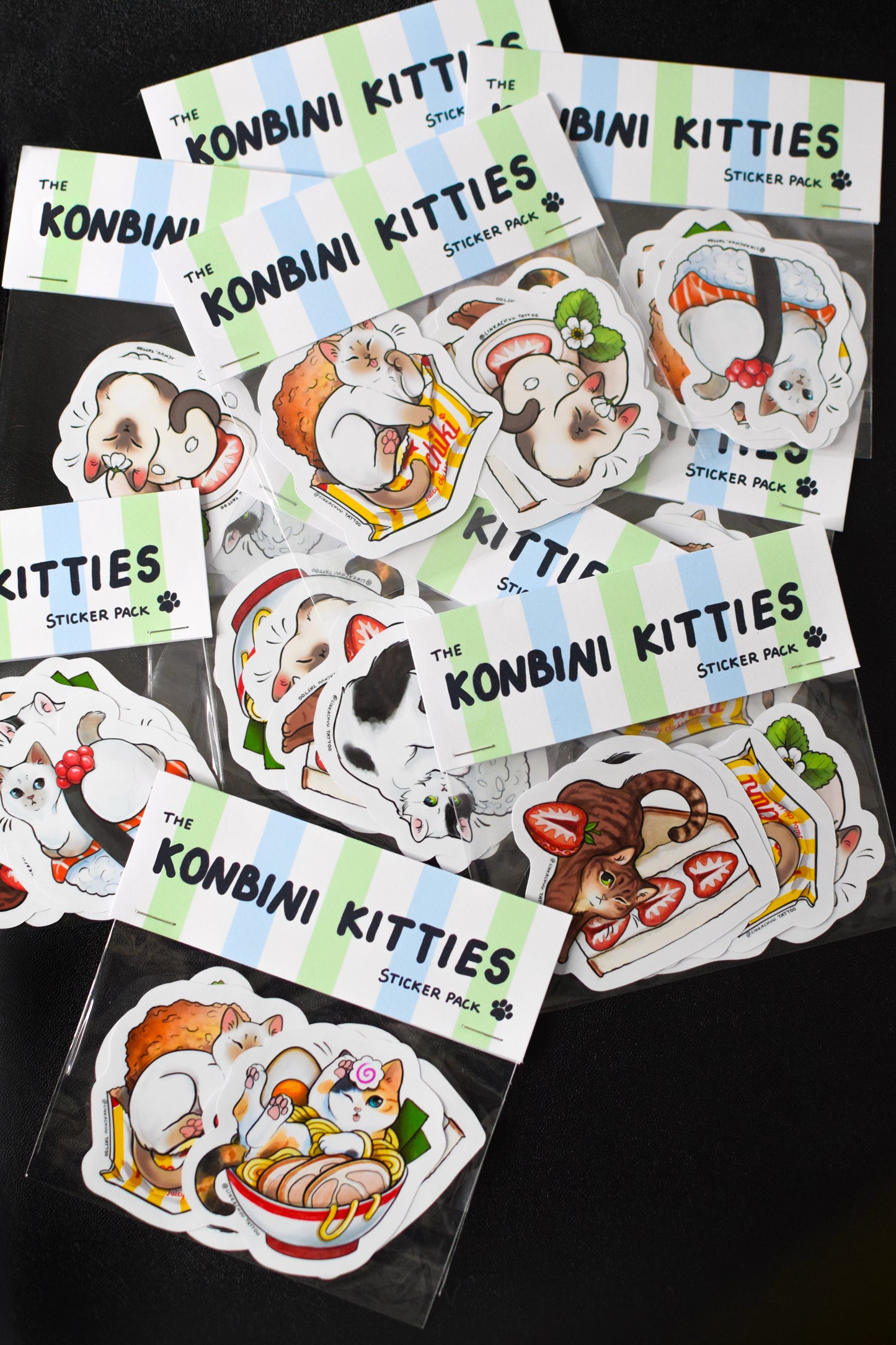 Konbini Kitties Sticker Pack - Japanese food themed cats!