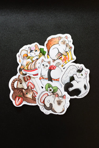Konbini Kitties Sticker Pack - Japanese food themed cats!