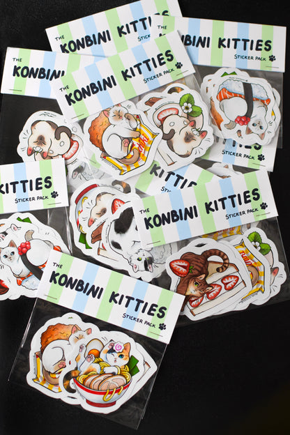 Konbini Kitties Sticker Pack - Japanese food themed cats!