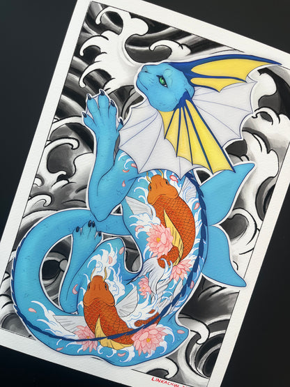 Vaporeon Irezumi Print (A4)