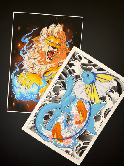 Vaporeon Irezumi Print (A4)